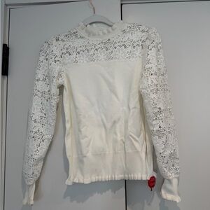 Elie Tahari Cream Lace Sweater Blouse